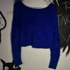 FUZZY 80'S STYLE CROPPED SWEATER